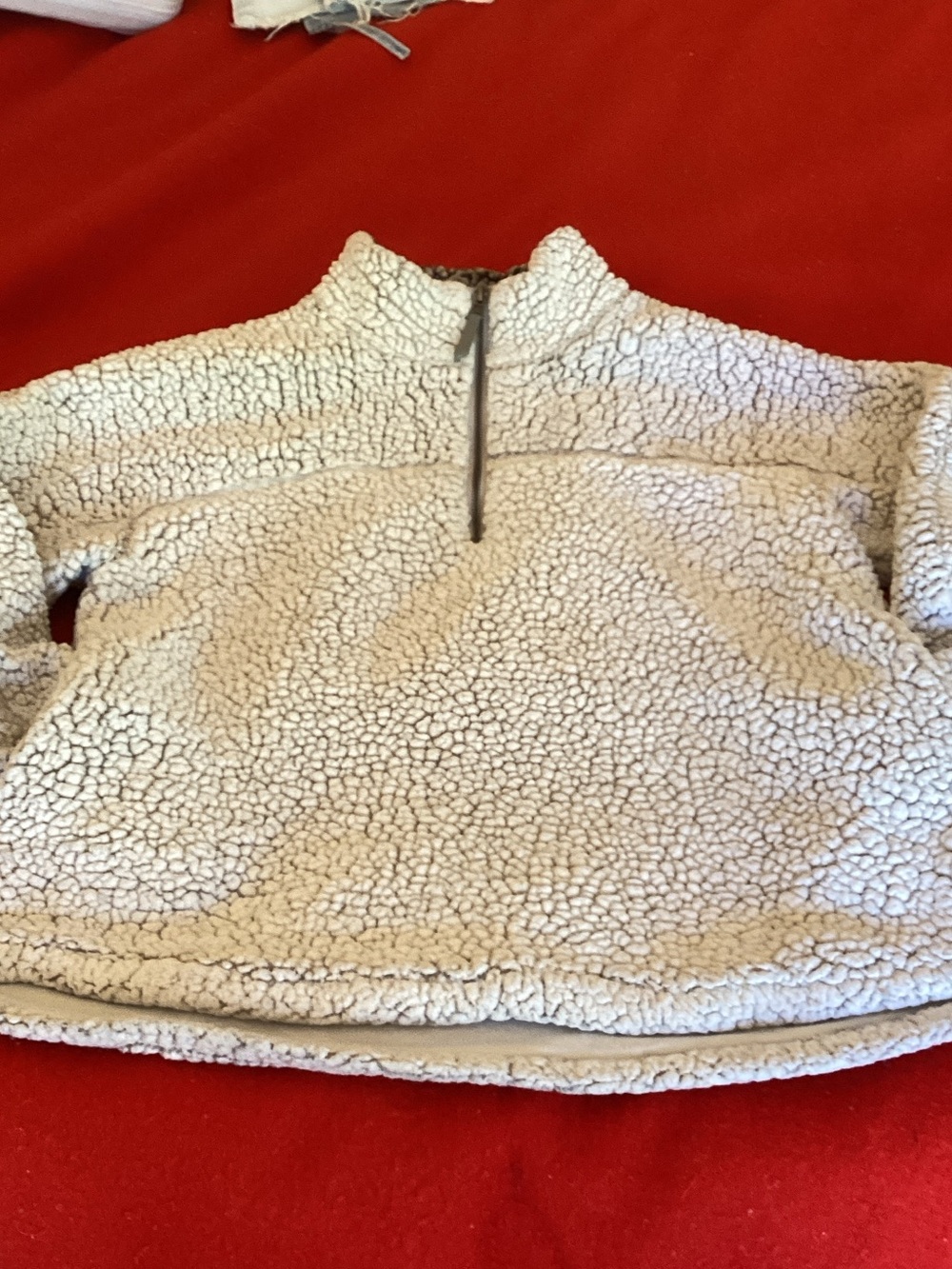 Elodie Cream Sherpa Half-Zip Puffer Jacket